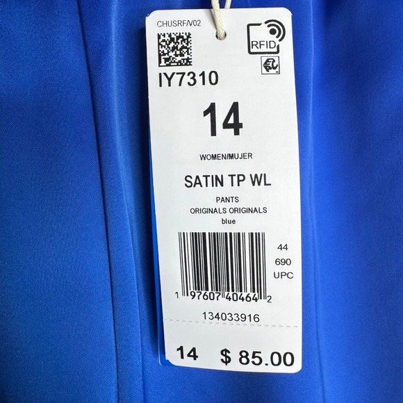 Adidas Originals Satin Blue Sz14 Super Wide Leg Oversized Track Pants IY7310 - Picture 4 of 9